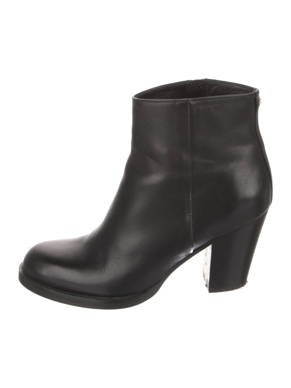 Escada Sport Black Leather Women's Ankle Boot with Block Heel EUC